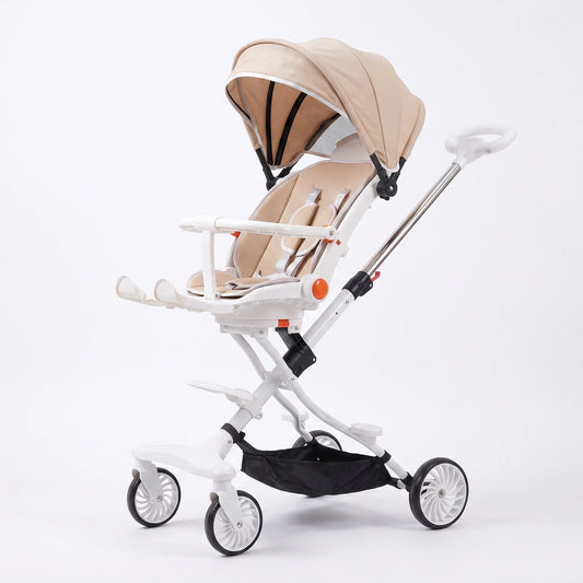 2-in-1 Foldable Baby Stroller – Lightweight, Travel Friendly with Sun Canopy, 360° Rotating Recline cabin with Storage Basket