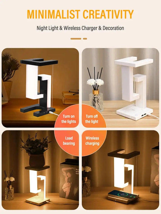 Levitating LED Lamp with Wireless & USB Charging