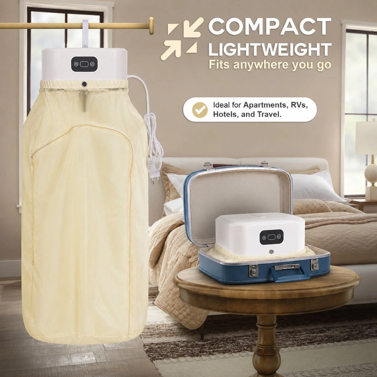 Smart Digital Portable Clothes Dryer with Drying Bag – Compact Folding Electric Dryer for Apartments, Dormitories & RVs (220–240V)