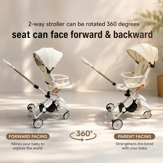 Baby Stroller – Smooth Glide, 360° Recline, Sun-Ready