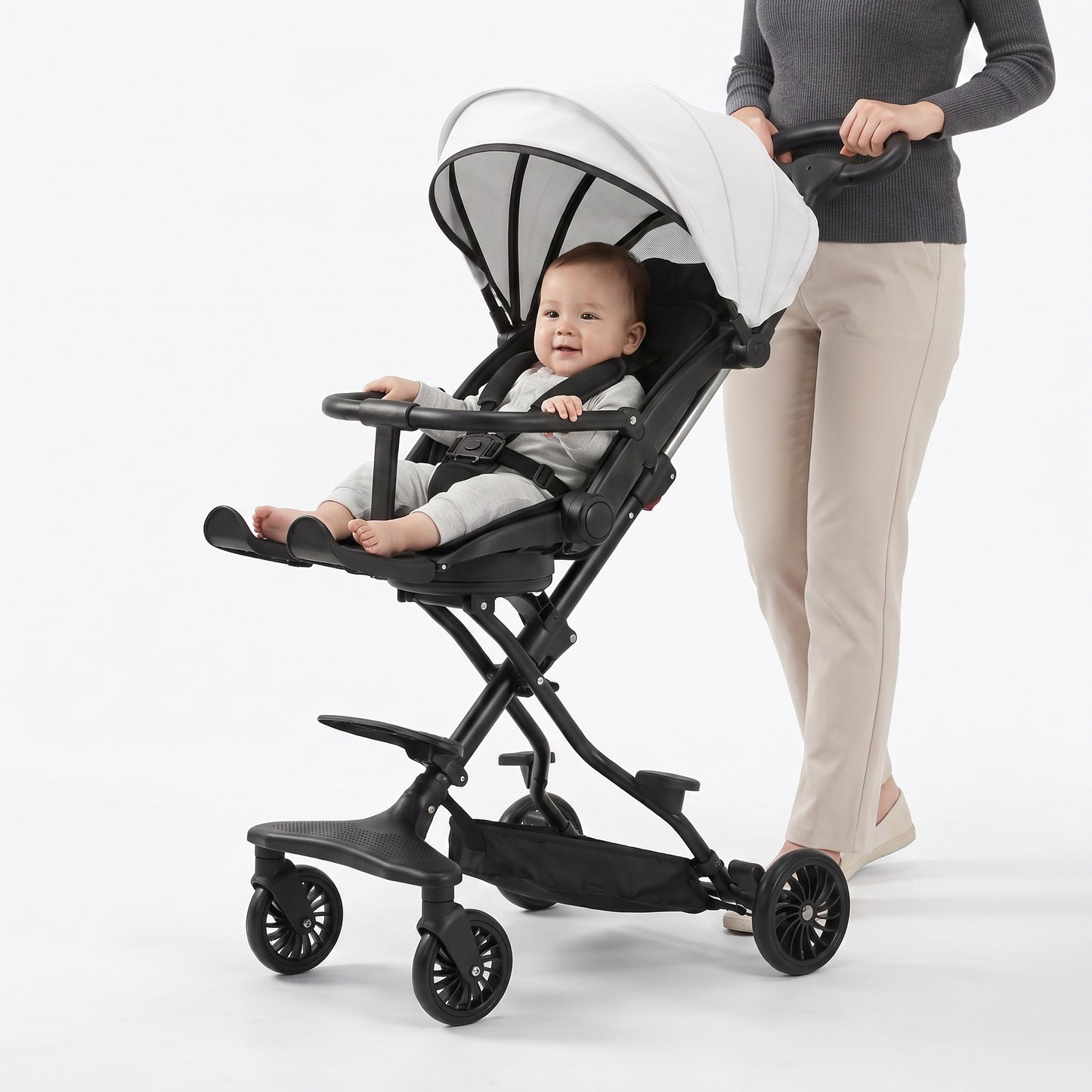 Baby Stroller – Smooth Glide, 360° Recline, Sun-Ready