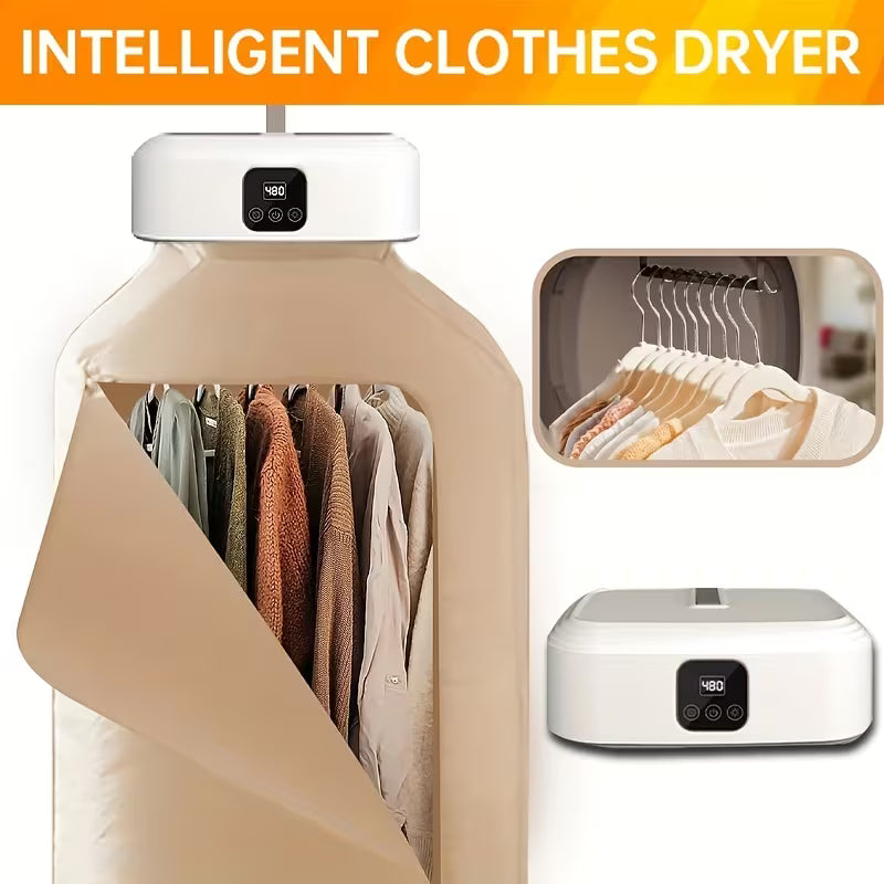 Smart Digital Portable Clothes Dryer with Drying Bag – Compact Folding Electric Dryer for Apartments, Dormitories & RVs (220–240V)