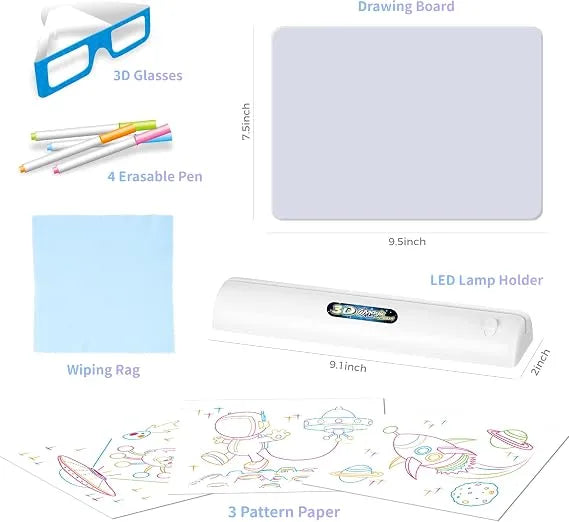 3D Magic Light Drawing Board for Kids – Tracing & Drawing Pad with 3D Glasses