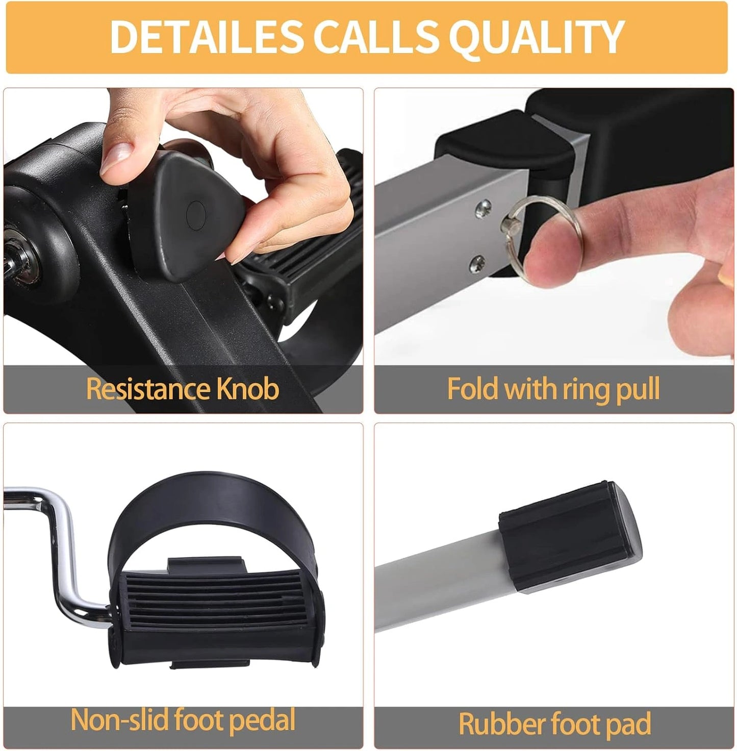 Foldable & Portable Mini Pedal Exercise Cycle with Digital Display and Adjustable Resistance