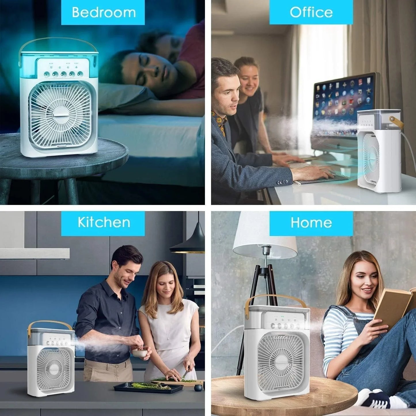 4 in 1 Personal Mini Cooling Fan with Water Mist Spray