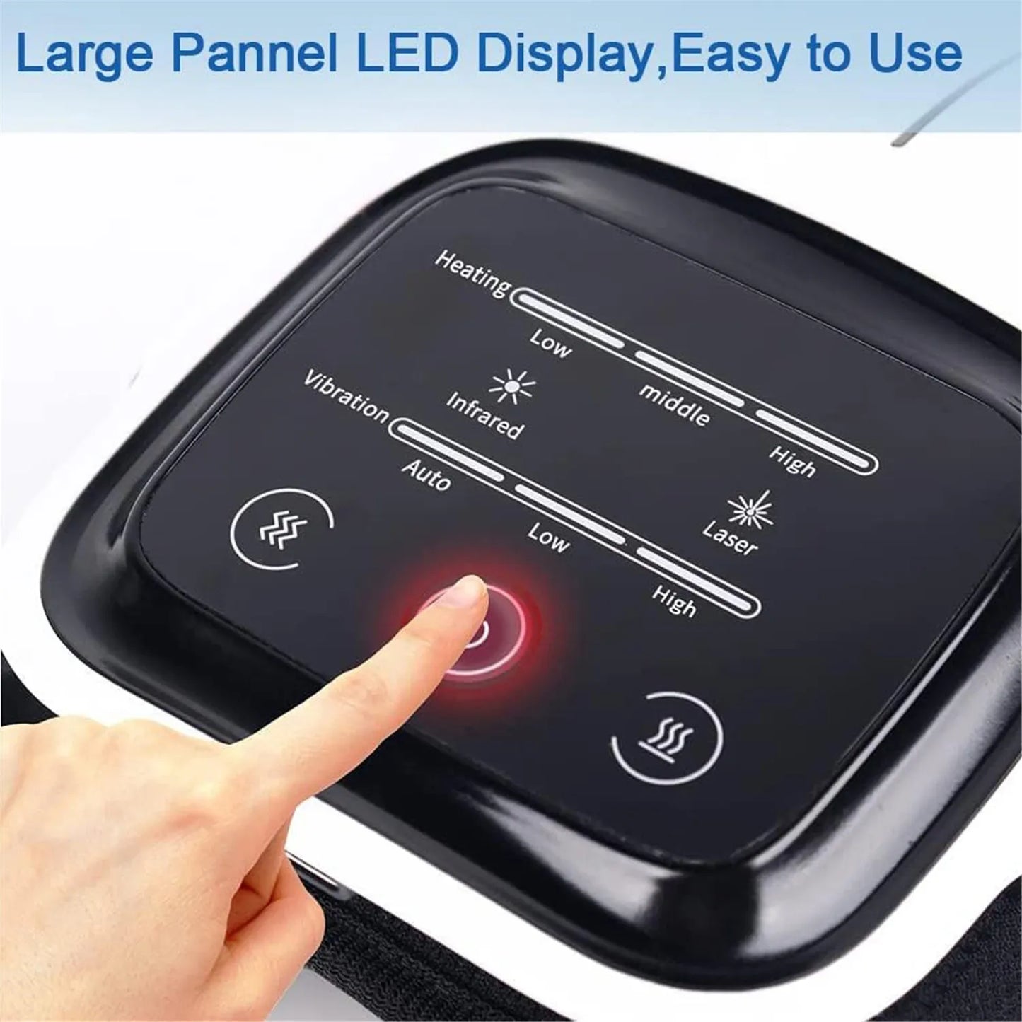 Electric Knee Massager with Heat | Vibration + Red Light Therapy | Rechargeable Cordless Pain Relief Device