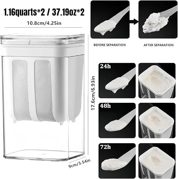 Greek Yogurt & Curd Maker – 1100ml Fine Mesh Strainer