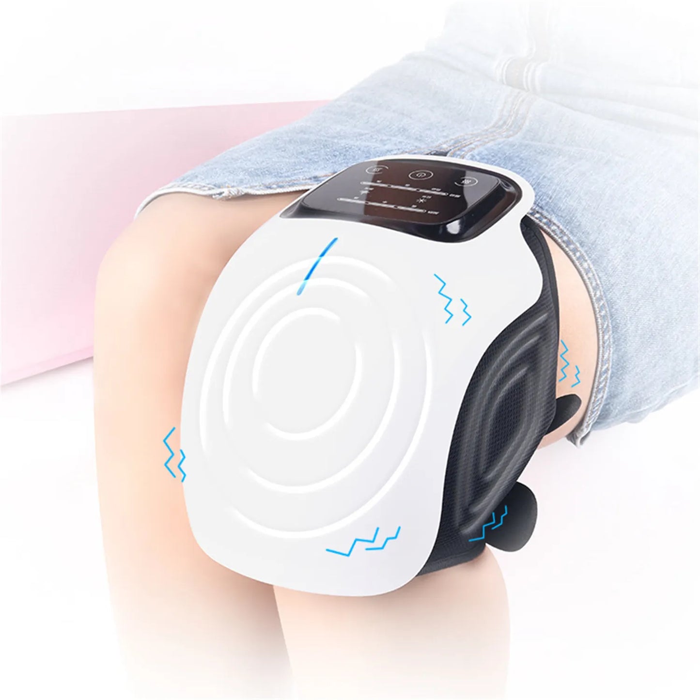 Electric Knee Massager with Heat | Vibration + Red Light Therapy | Rechargeable Cordless Pain Relief Device
