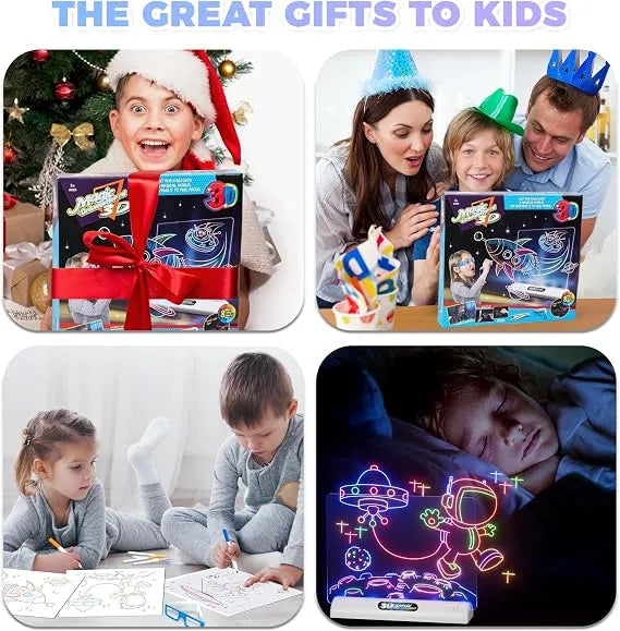 3D Magic Light Drawing Board for Kids – Tracing & Drawing Pad with 3D Glasses