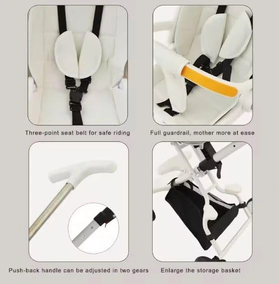 Baby Stroller – Smooth Glide, 360° Recline, Sun-Ready