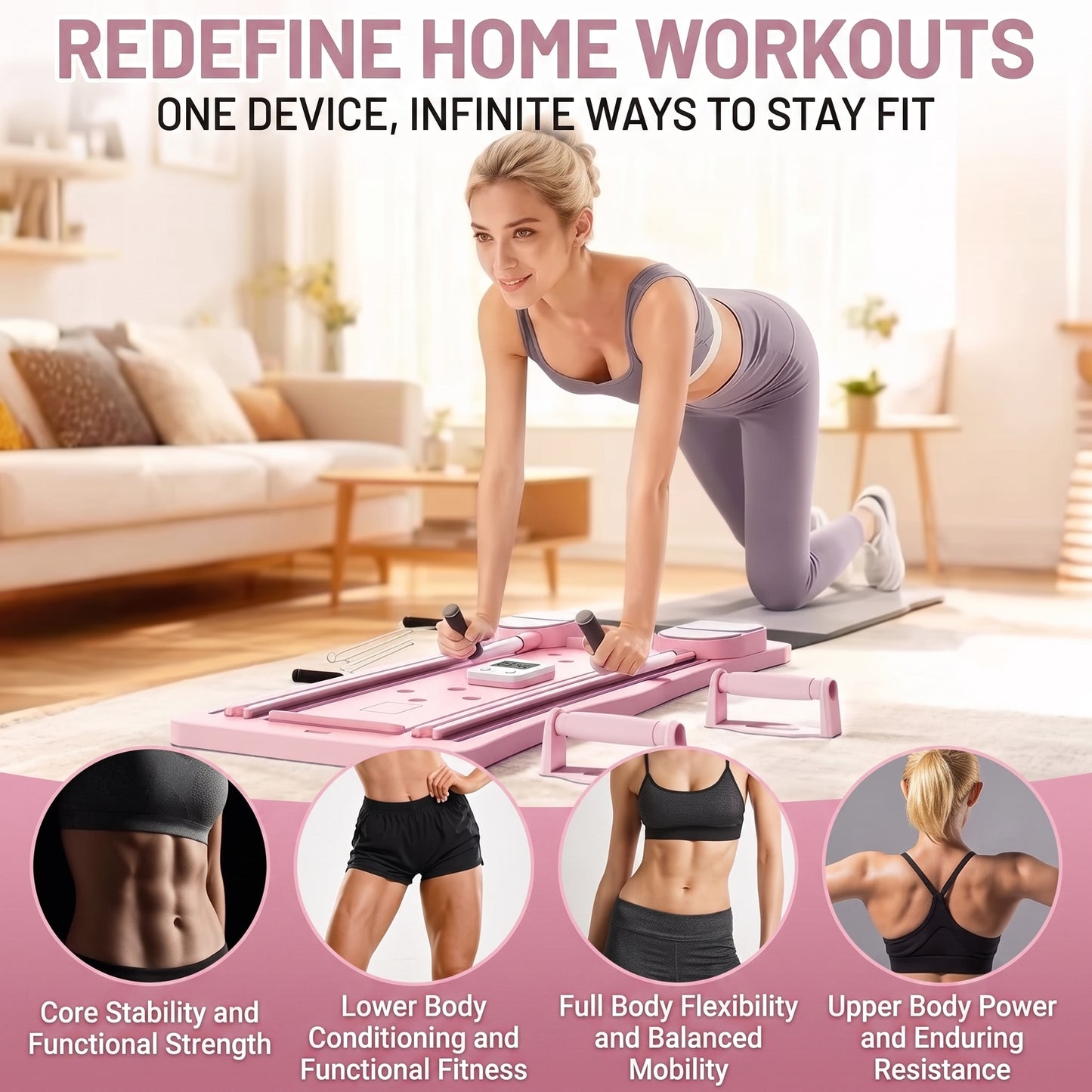 8-in-1 Foldable Exercise Board — Home Gym for Women & Men