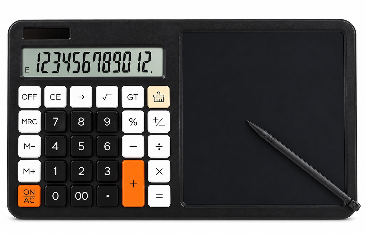 3-in-1 Calculator & LCD Writing Pad with Stylus