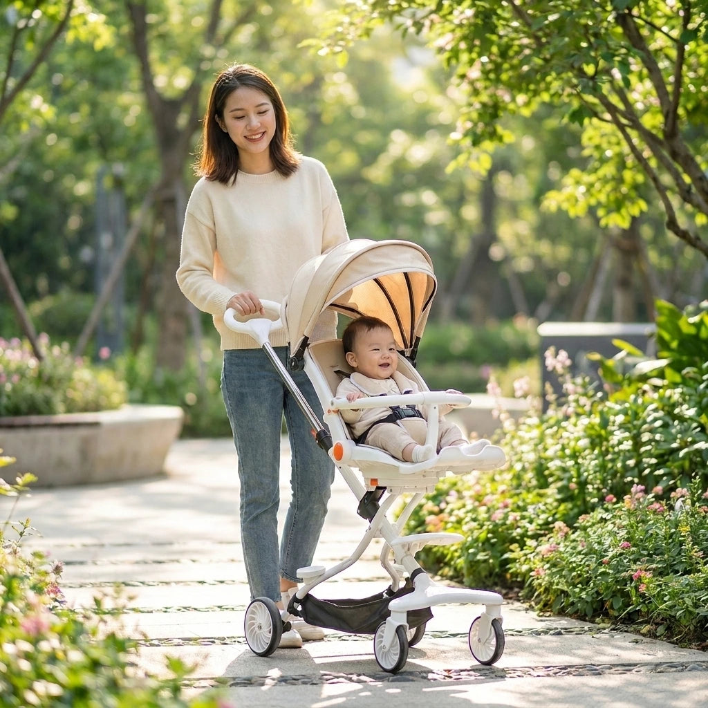 Baby Stroller – Smooth Glide, 360° Recline, Sun-Ready