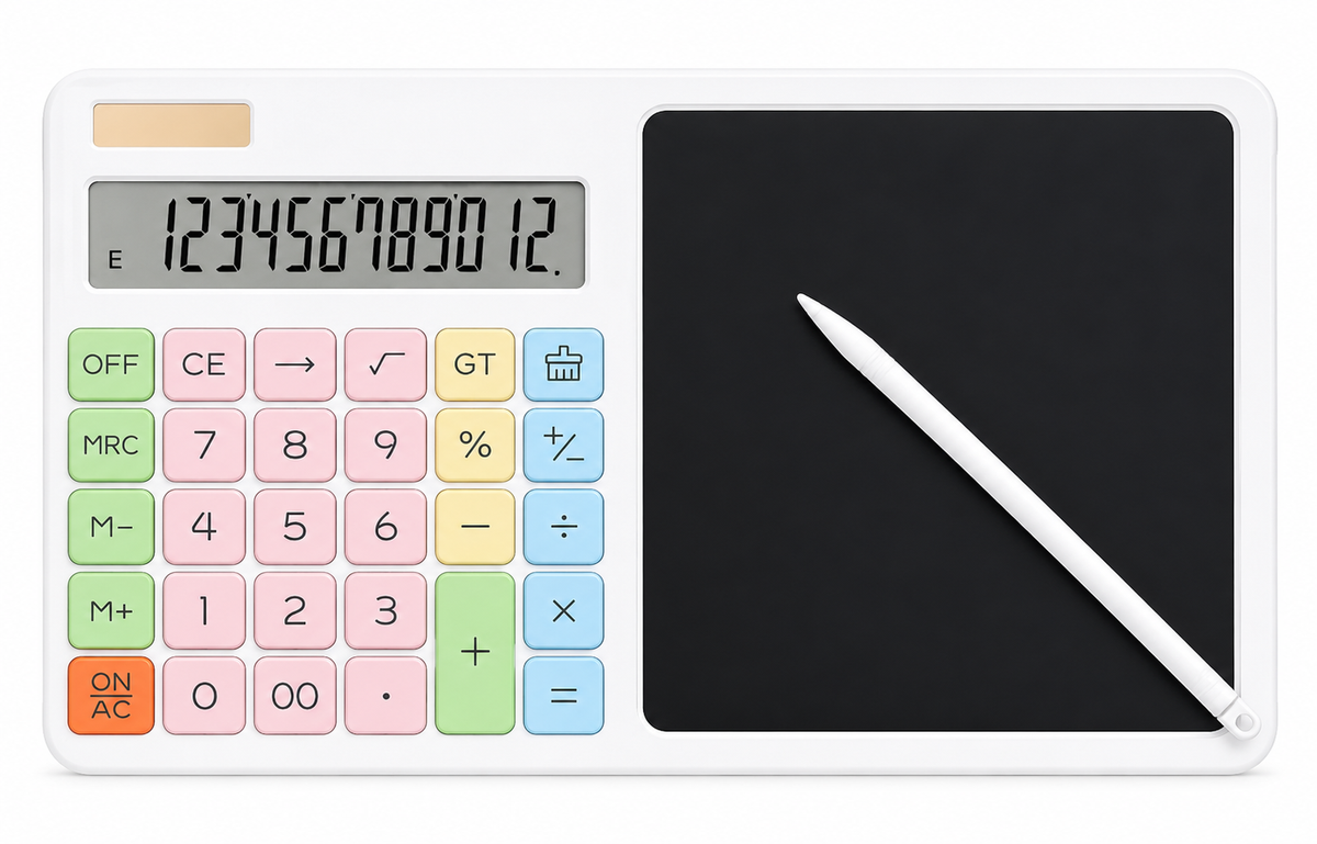 3-in-1 Calculator & LCD Writing Pad with Stylus