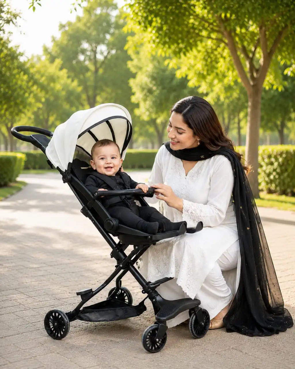 Baby Stroller – Smooth Glide, 360° Recline, Sun-Ready