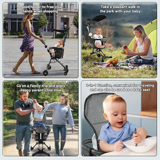 Premium Compact Baby Stroller – Foldable with Cushion & Sun Canopy