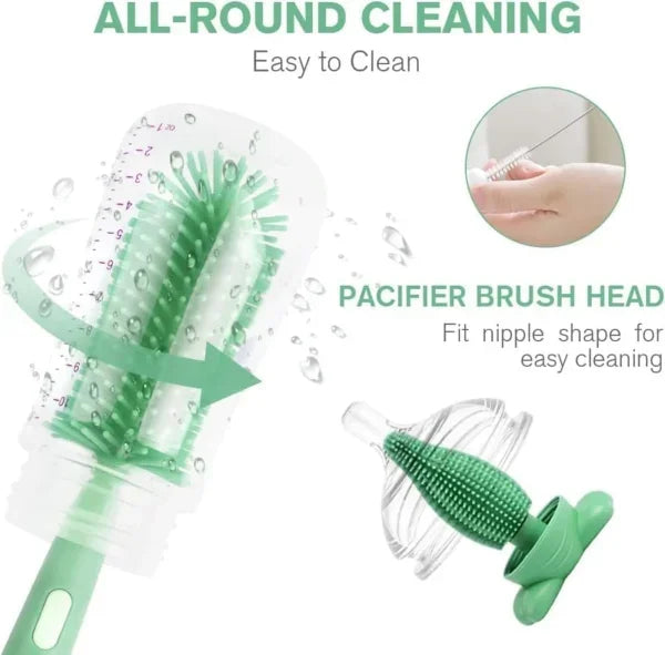 3-in-1 Silicone Baby Bottle Cleaning Brush Set – Pacifier, Straw,