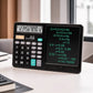 12-Digit Calculator & Magic Erasable Writing Tablet, 2-in-1 with Stylus, Solar & Battery Powered