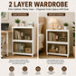 Foldable Transparent Storage Cabinet with Wheels & Magnetic Doors